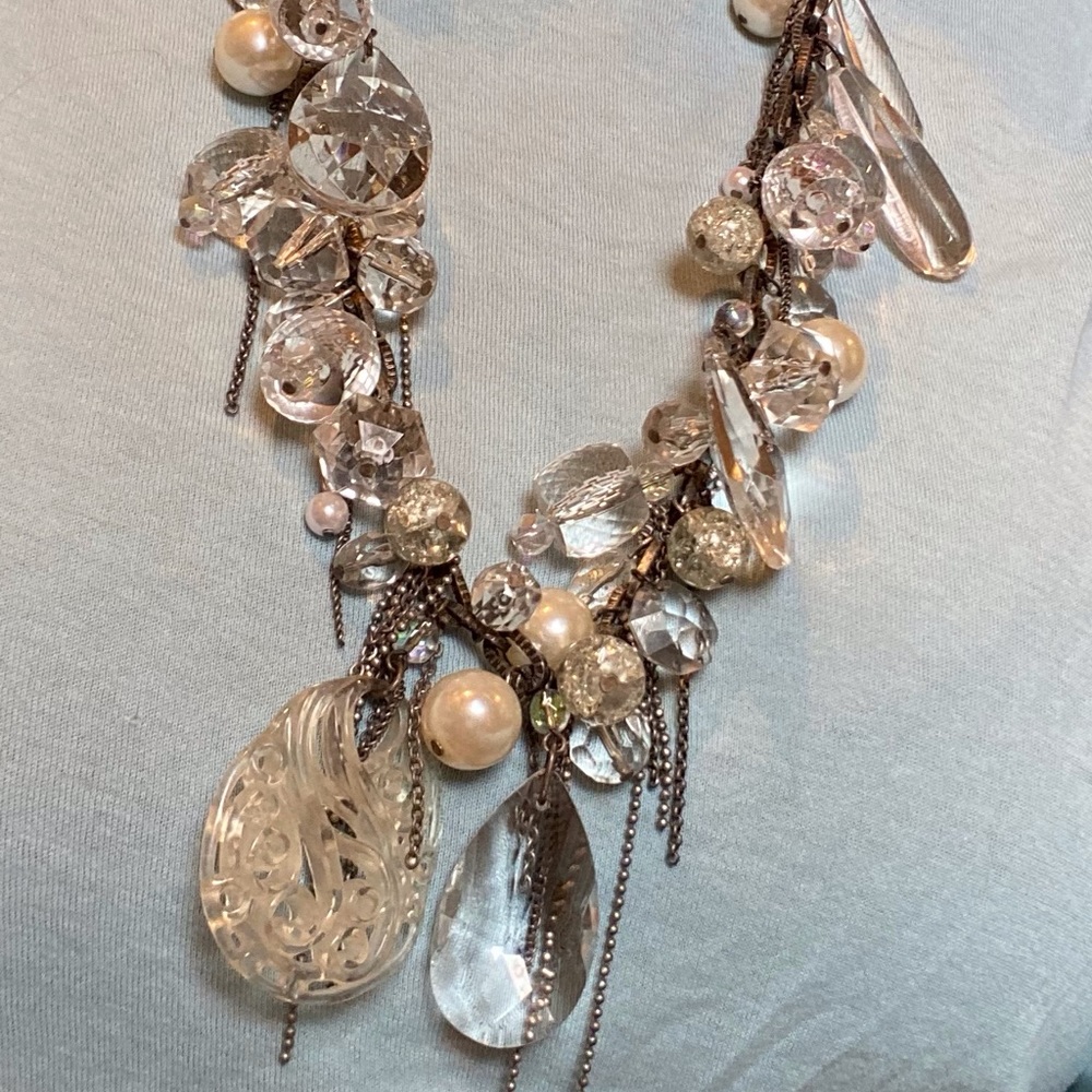 Vintage Beachy Crystal necklace. Multi shape crystal beads. Beautiful Be…